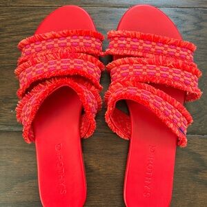Rothy's Bright Red Fringe Sandals